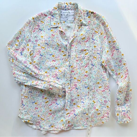 Frank & Eileen “Eileen” Italian Linen Floral Button Down Shirt *EUC* size M - Picture 8 of 15